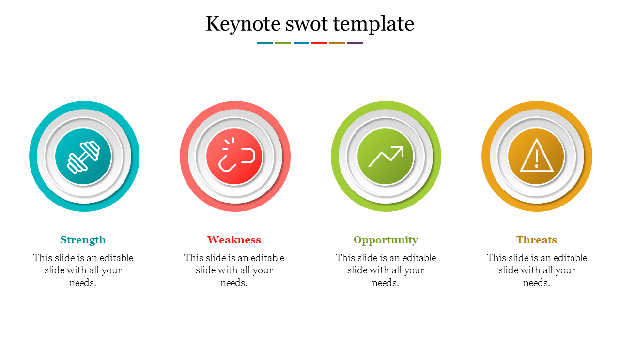Circle shapes keynote SWOT template